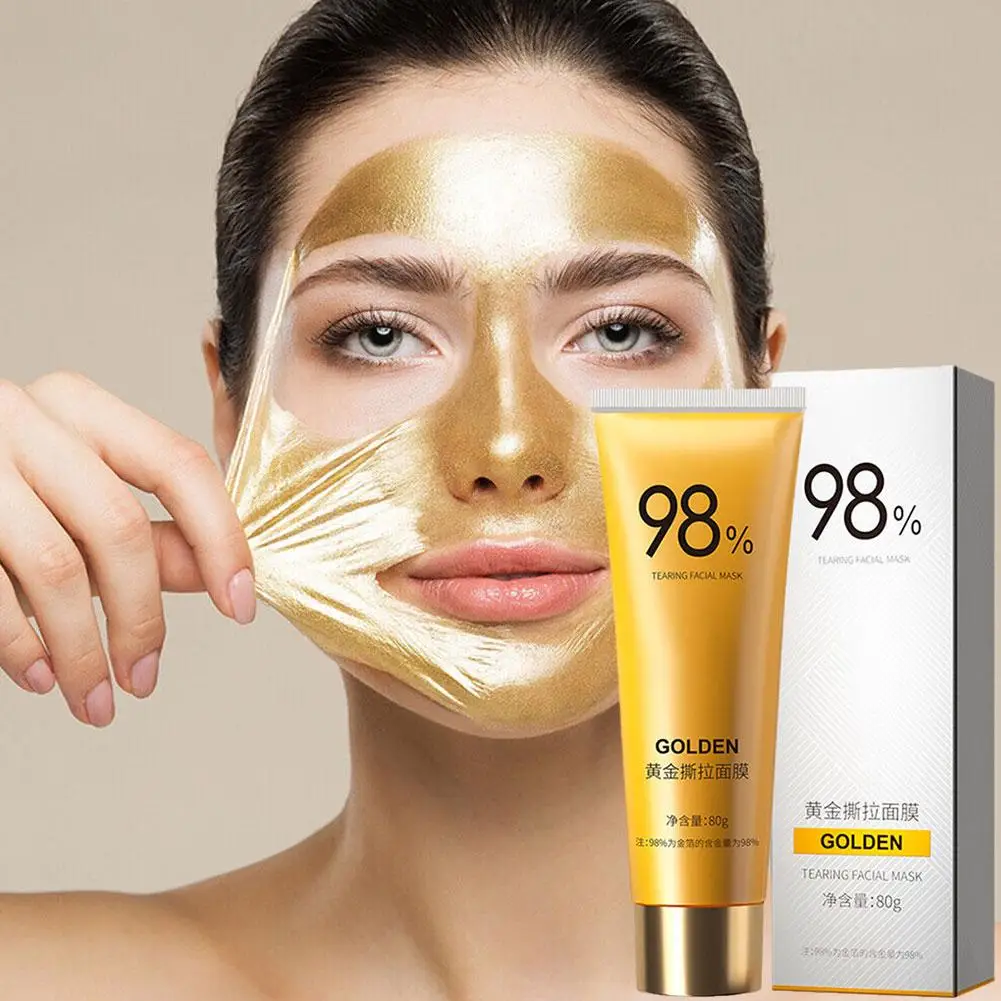 80g Gold Peel Mask Deep Cleansing Tightens Facial Mask Lightens Blackheads Cleanses Pores Tightens Cleans Deep Nose Pores