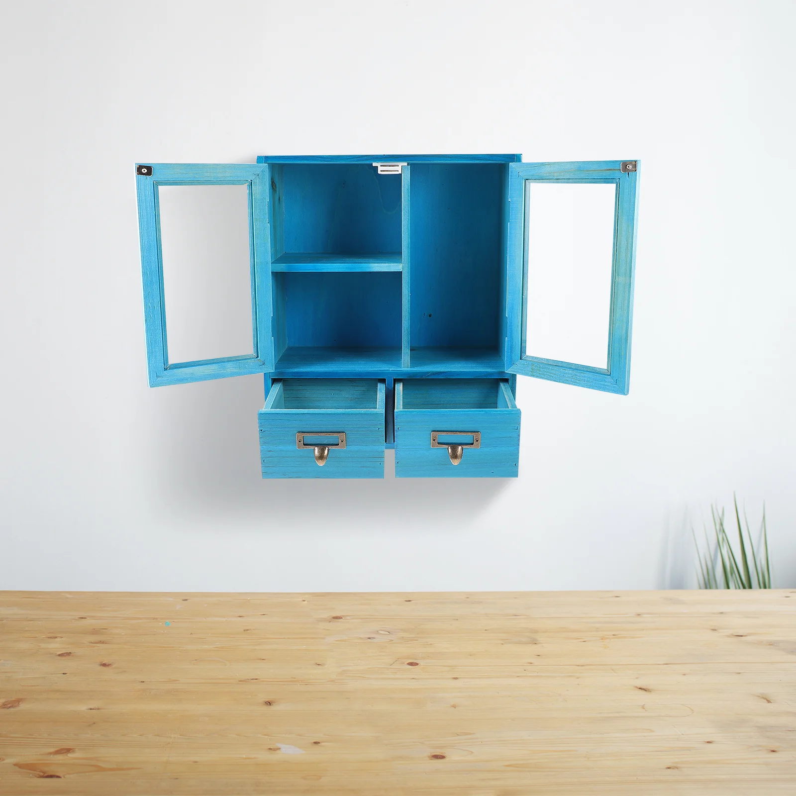 

Wooden Vintage Wall Cabinet Double Door Storage Organizer Large Capacity Home Furniture Kitchen Display Cabinet