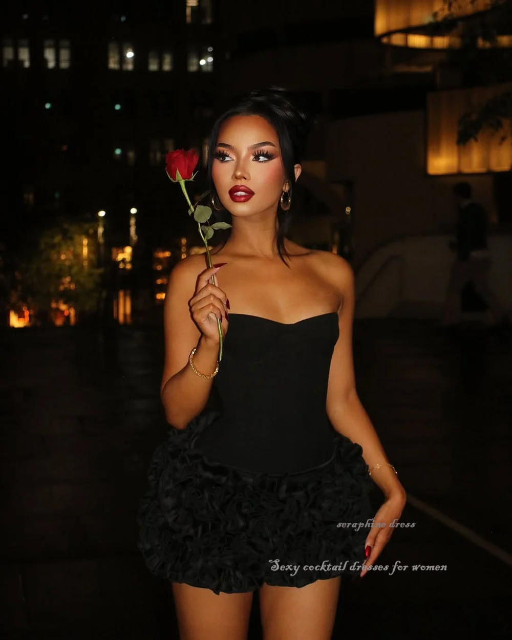 فساتين شاطئ قصيرة مخصصة للنساء مكشكشة مطوي بدون حمالات فستان قصير لحفلات العودة للوطن مشد فيستدوس دي غالا فساتين كوكتيل #2