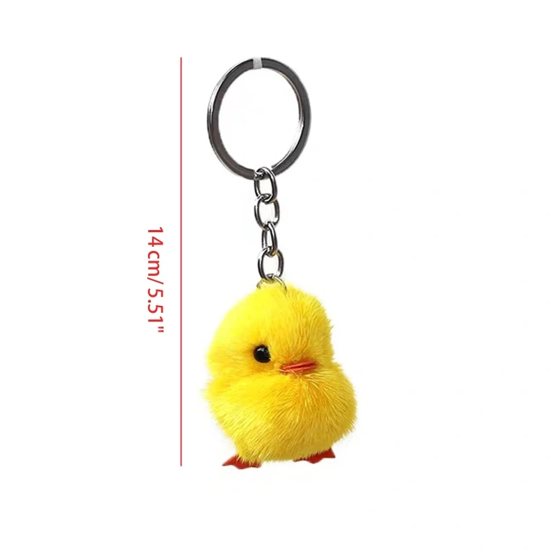 Q0KE 5x/Set Fashion Chick Keychains Car for Key Ring Decoration Furry Yellow Duck Keychain Easter Keyring Jewelry Gift for FR