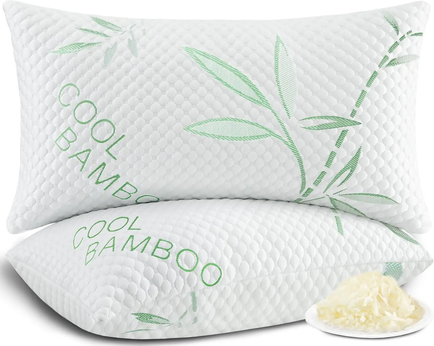 

Shredded Memory Foam Pillows King Size Set of 2, Cooling Adjustable Firm Bamboo Pillows for Side Back Stomach Sleepers