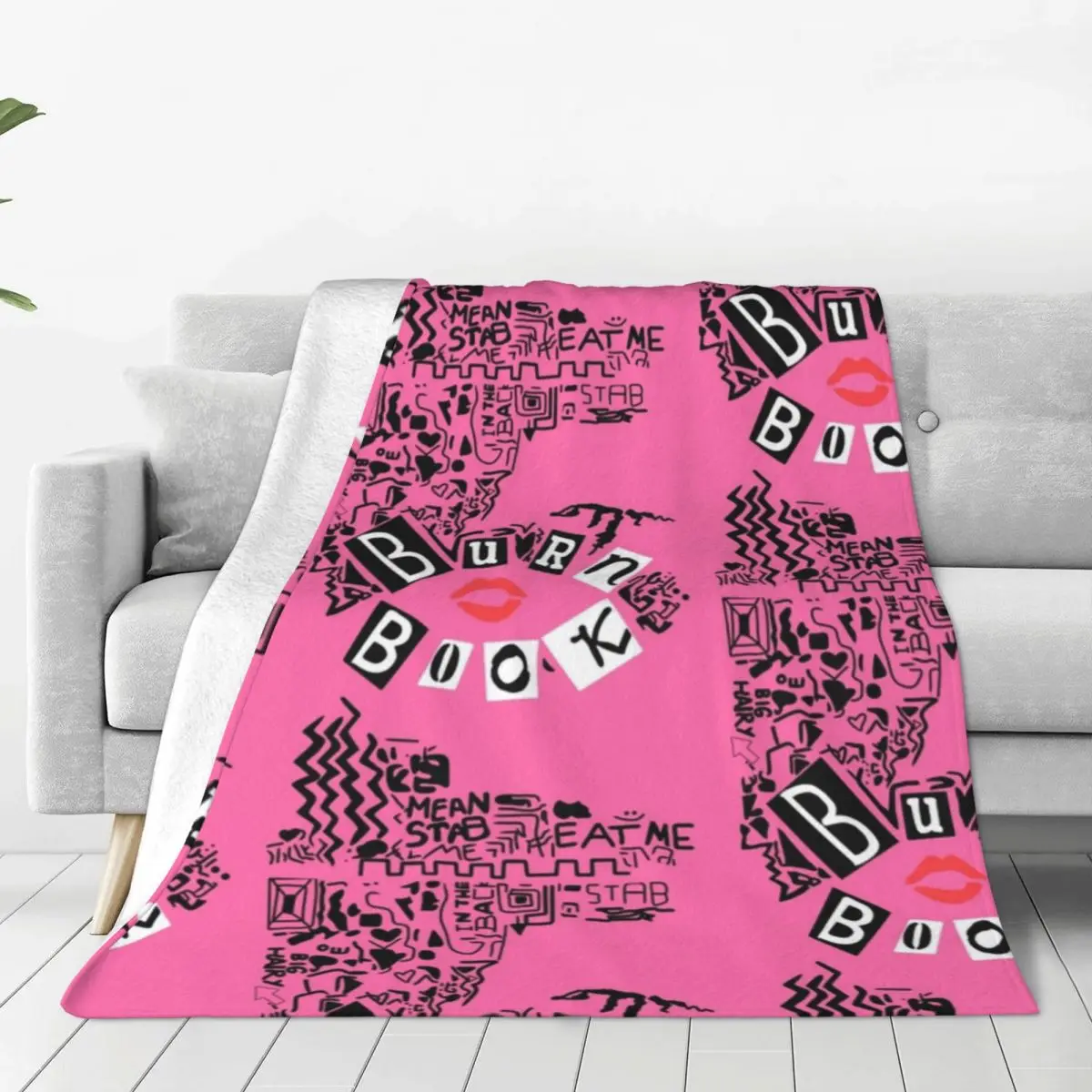 Burn Book-Mean Girls Flannel Blanket Pink Soft Durable Bedding Throws for Bedroom Camping Graphic Bedspread Sofa Bed Cover