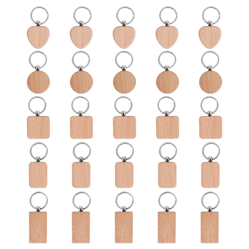 

25 шт. пустой деревянный брелок Diy деревянный брелок кольца ключи бирки ювелирные изделия Craftab13