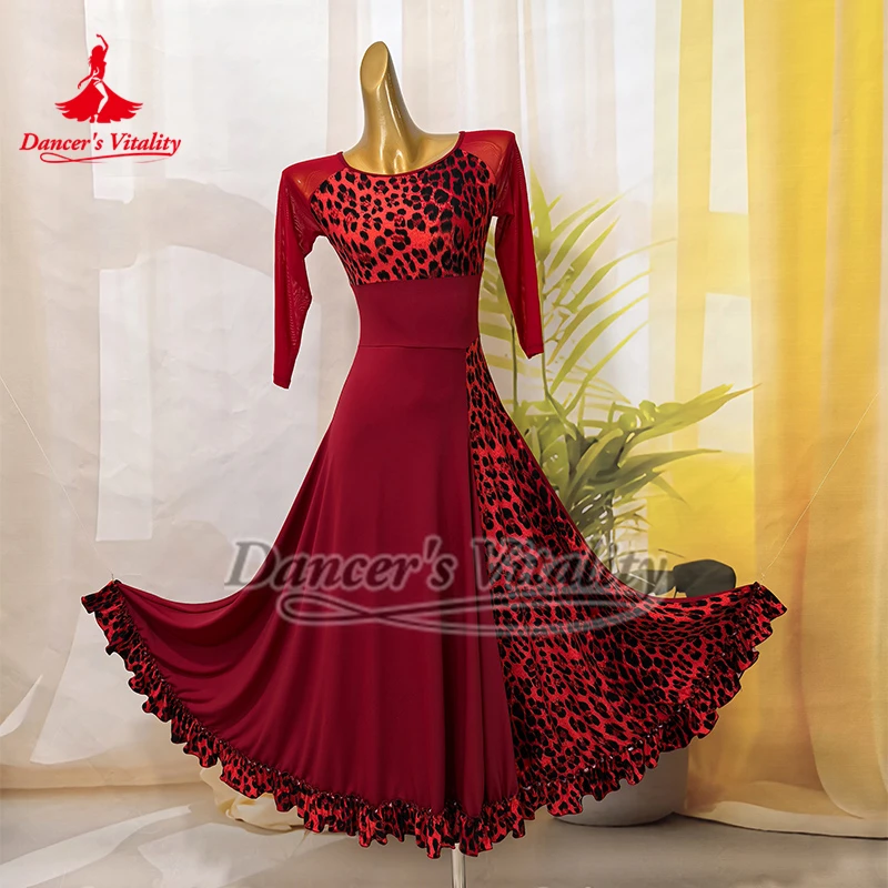 

Женские платья для бальных танцев для взрослых, сетчатая одежда с короткими рукавами и круглым вырезом, вальс, фокстрот, танго, тренировочный класс, танцевальная группа, одежда