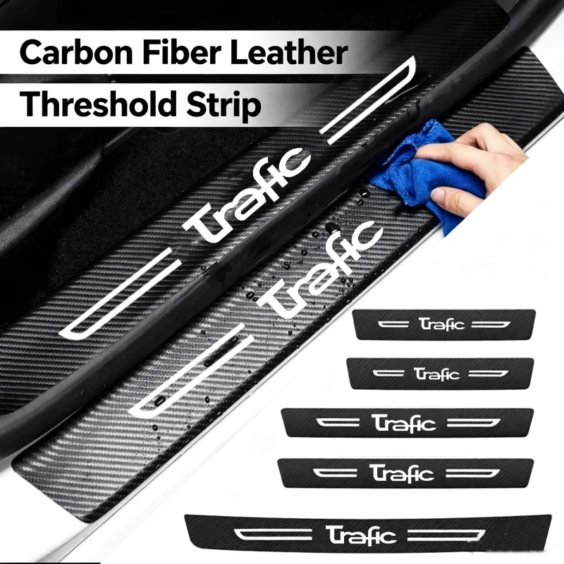 Car Door Threshold Anti Scratch Decals Film Doorsill Trim Stickers For Renault Trafic Logo Trunk Bumper Guard Strip Accessories