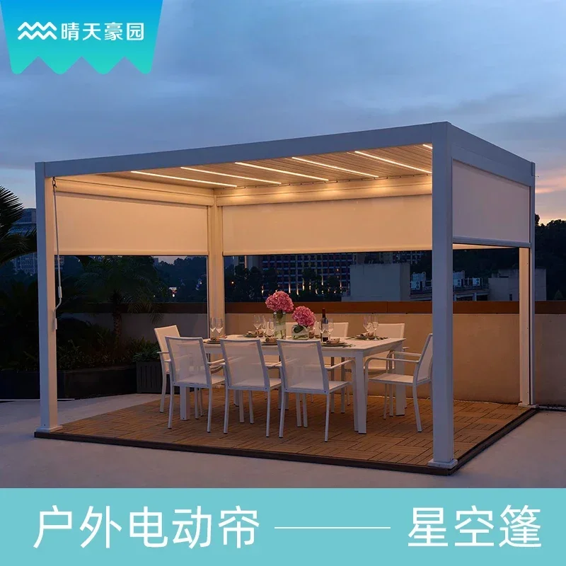 Outdoor electric Custom curtain single-side customized sunscreen lifting weatherproof open balcony blackout  roller shutter