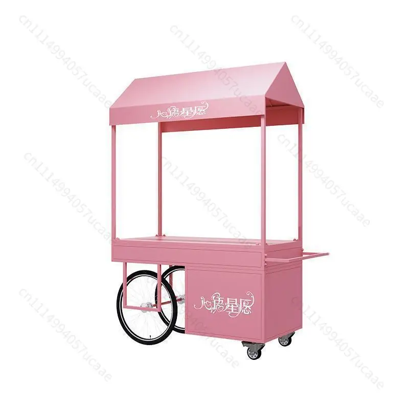 Custom Movable Night Market Stall Cart Outdoor Promotional Food Cart Internet Celebrity Push Cart for Festivals Night Markets