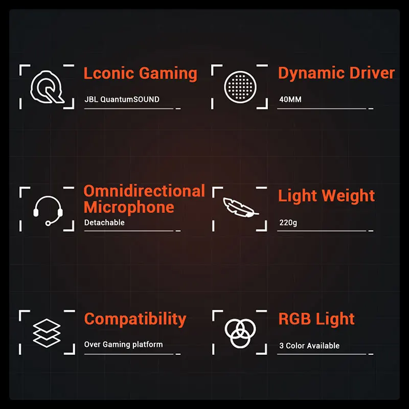 Cuffie da gioco cablate JBL Quantum 100% P/100X originali al 100 cuffie da 40mm compatibili con auricolari Sonic Windows