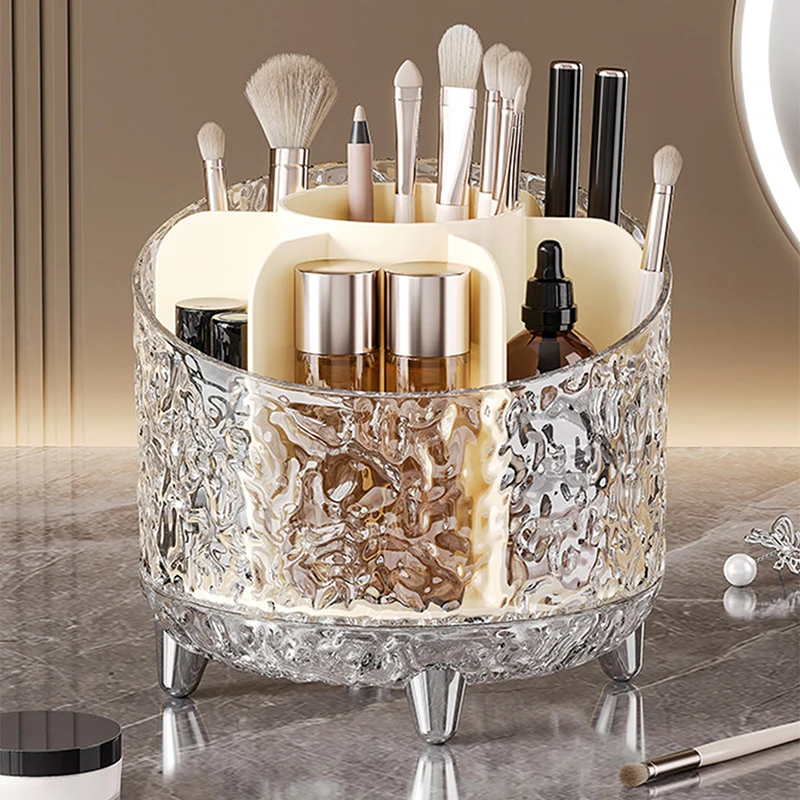 Makeup Brush Holder Organizer, 360° Swivel Countertop Makeup Organizer, 5 Slots Makeup Brush Cup for Desktop Storage