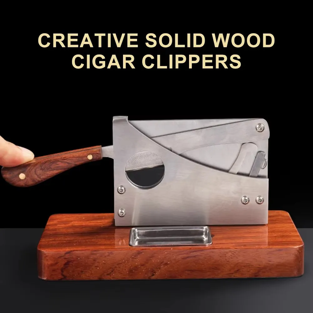 

Cigar Cutter Punch Knife High Quality Classic Solid Wood Stainless Steel Rosewood Press Cigar Cutter Cigar Accessories