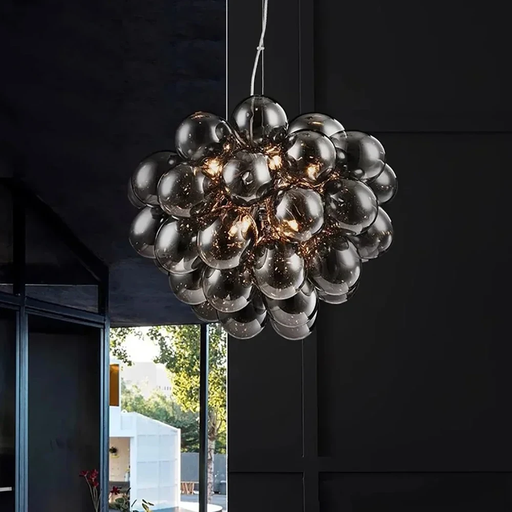 

Transparent/amber glass bubble pendant lamp, INS home decoration lighting, suitable for living room, dining room ceiling lightin