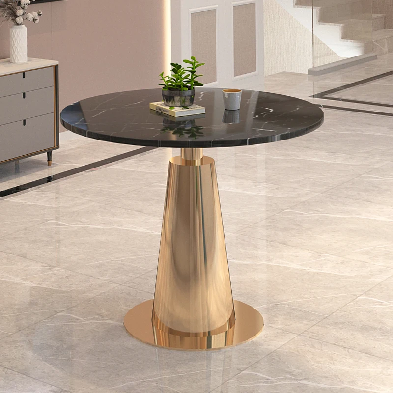 Marble small round table household dining table Nordic Western restaurant reception negotiation table and chairs