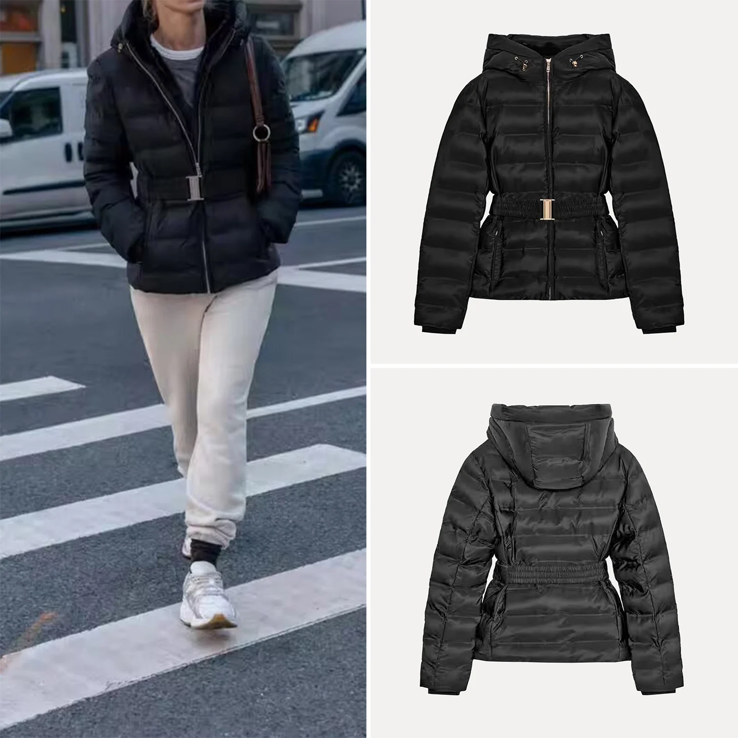 

Z Women's Faionable Personali Slim Fit Waterproof Windproof Jaet Hooded Zipper Closure Long Sve Cotton Coat