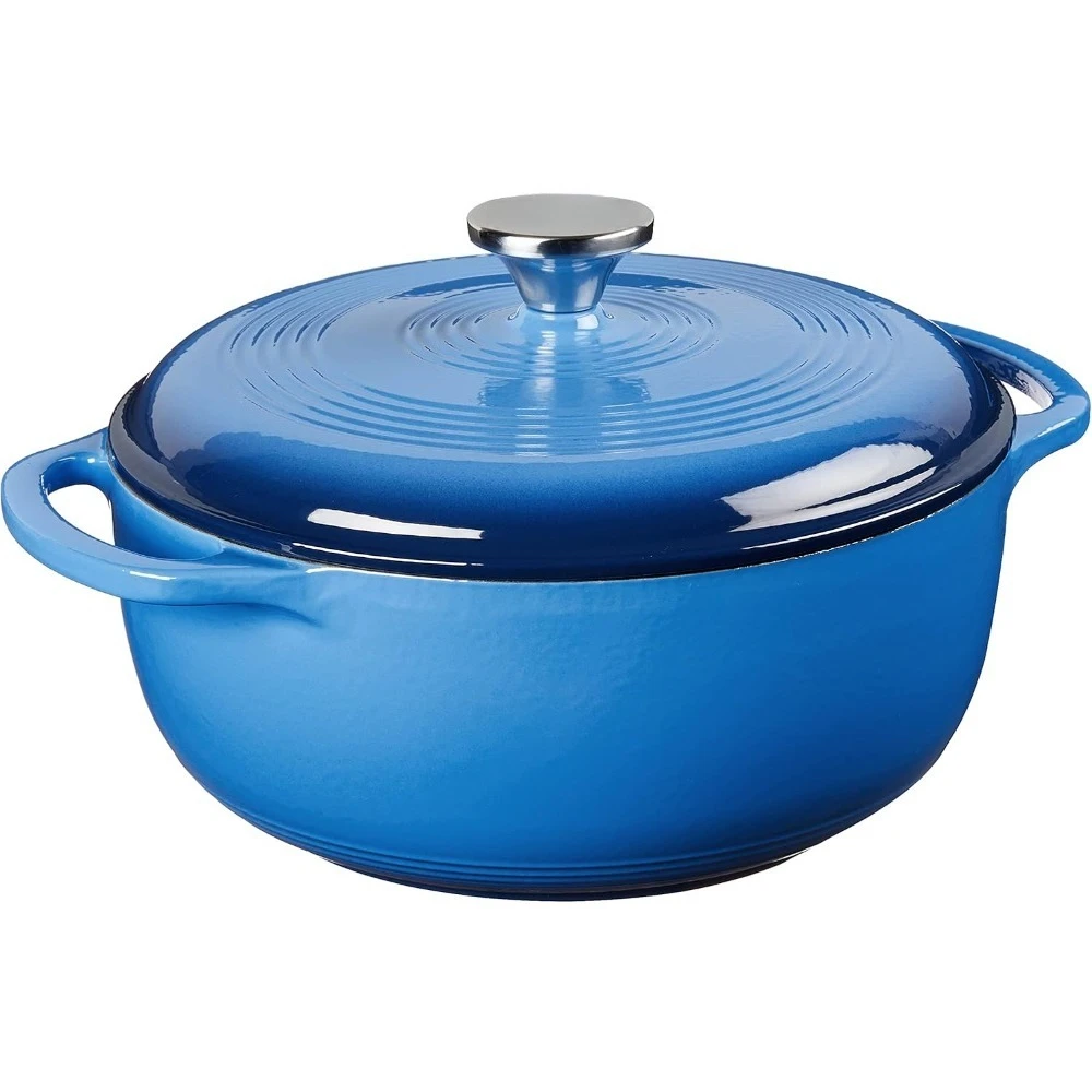 Enameled Cast Iron Dutch Oven with Lid 4.5 Quart Dual Handles Oven Safe 500F Stovetop Marinate Cook Bake Serve Caribbean