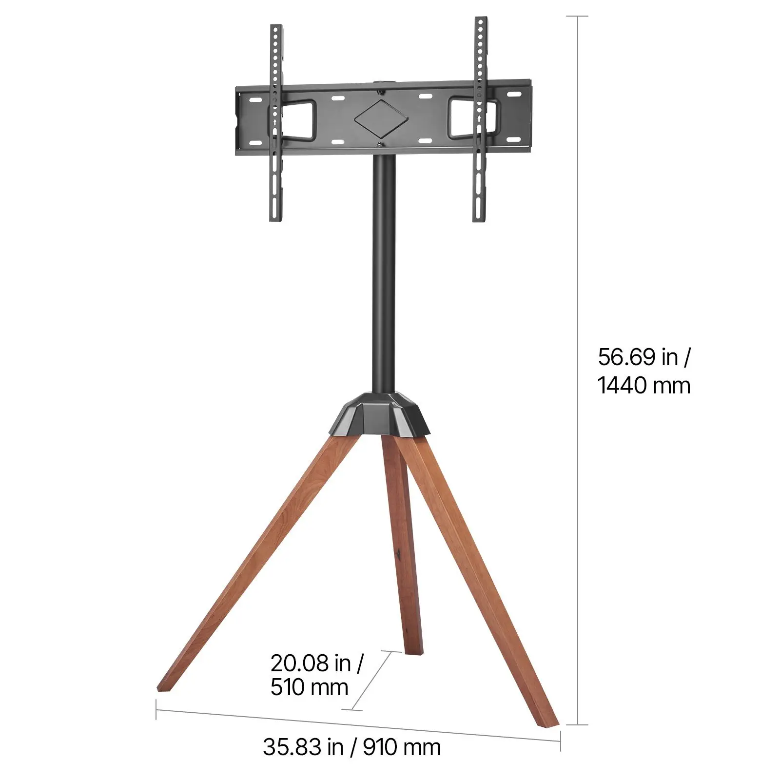 Tripod Easel TV Stand, for 40-65 inch Flat Screen/Curved TVs Up to 99 lbs, 18° Left-Right Rotation Portable TV Stand with Oak Wood Legs, for Bedroom, Living Room, Studio, MAX VESA 600 x 400 mm - view 8