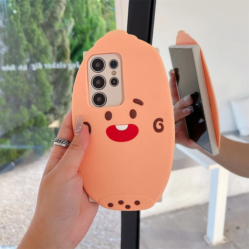 S26 Ultra Stylish 3D Cartoon Smiling Potato Phone Case for SamSung Galaxy S25 S24 S23 A57 A56 Soft Silicone Protective Cover