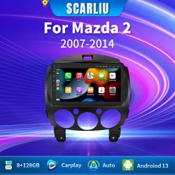 SCARLIU for Mazda 2 2007-2014 Multimedia Video Player 4G WIFI GPS Navigation Carplay DVD Head Unit 2 Din Android 16 Car Radio