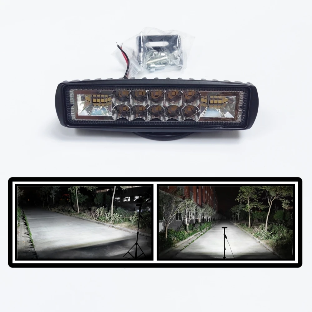 1Pc Motorcycle Headlight 12V - 60V Ebike Additional Light High Low Beam Motorbike Front LED Light 4x4 Offroad Auxiliary Lamp 18W