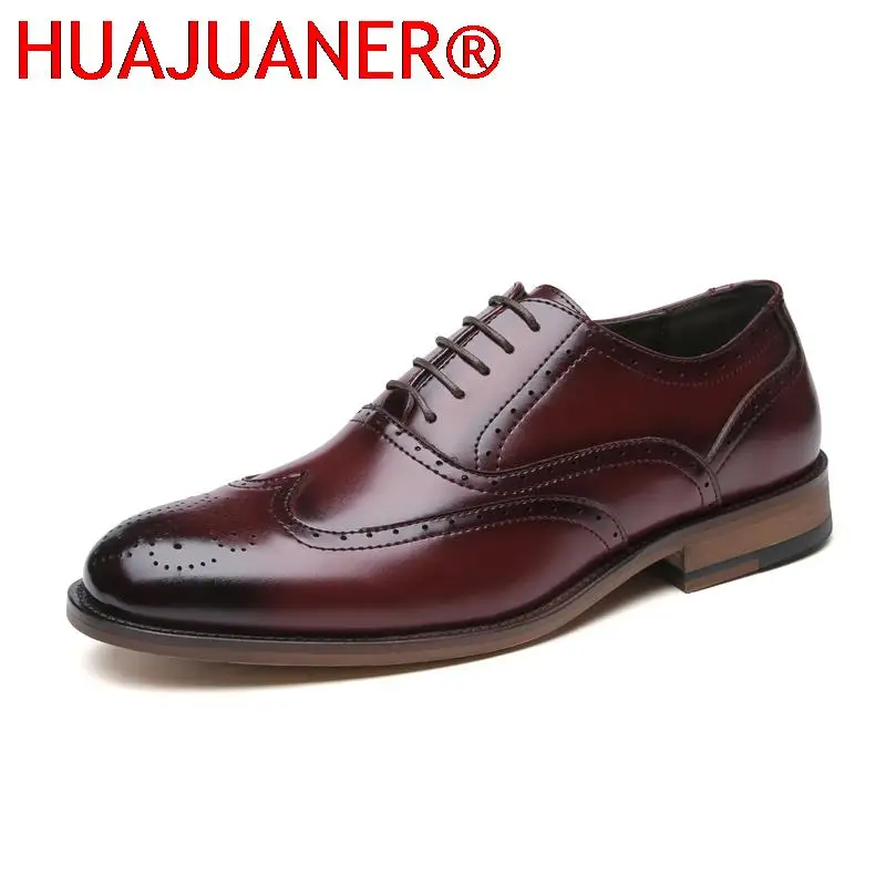 

New Men's Dress Shoes Fashion Brogue Men Formal Shoes Genuine Leather Luxury Wedding Shoes Mens Oxford Prom Evening Long Dresses