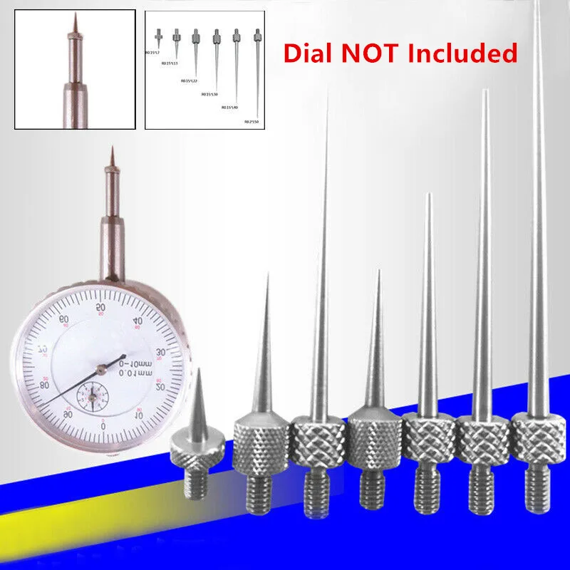 6 Pcs Indicator Turntables Dial Digital Test Indicator Contact Point Stem Rods Depth Gauge Threaded Shank M 2.5 Measuring Tool