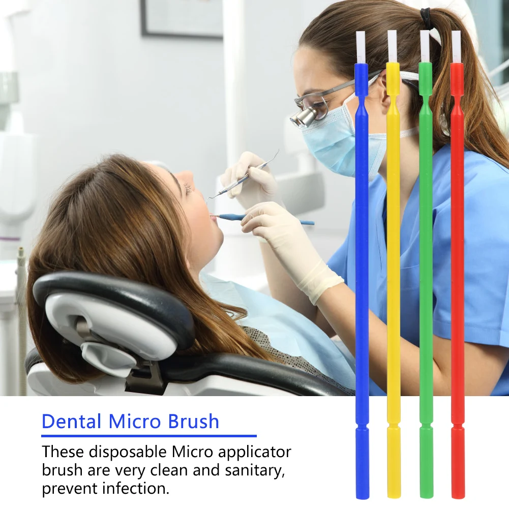 Dental Applicator Brush Disposable Dental Brush 4 Colors Dental Disposable  Applicator Brush Bendable Sticks
