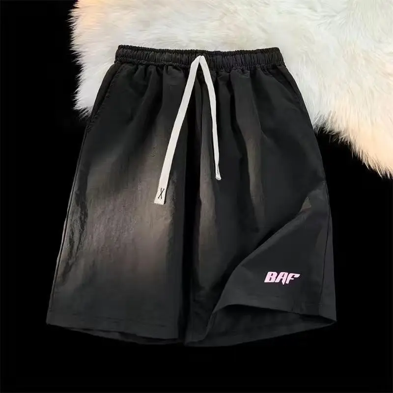 Summer Cool Quick Drying Beach Shorts for Men and Women Couples Thin Loose Dopamine Sports Casual Over Knee Shorts