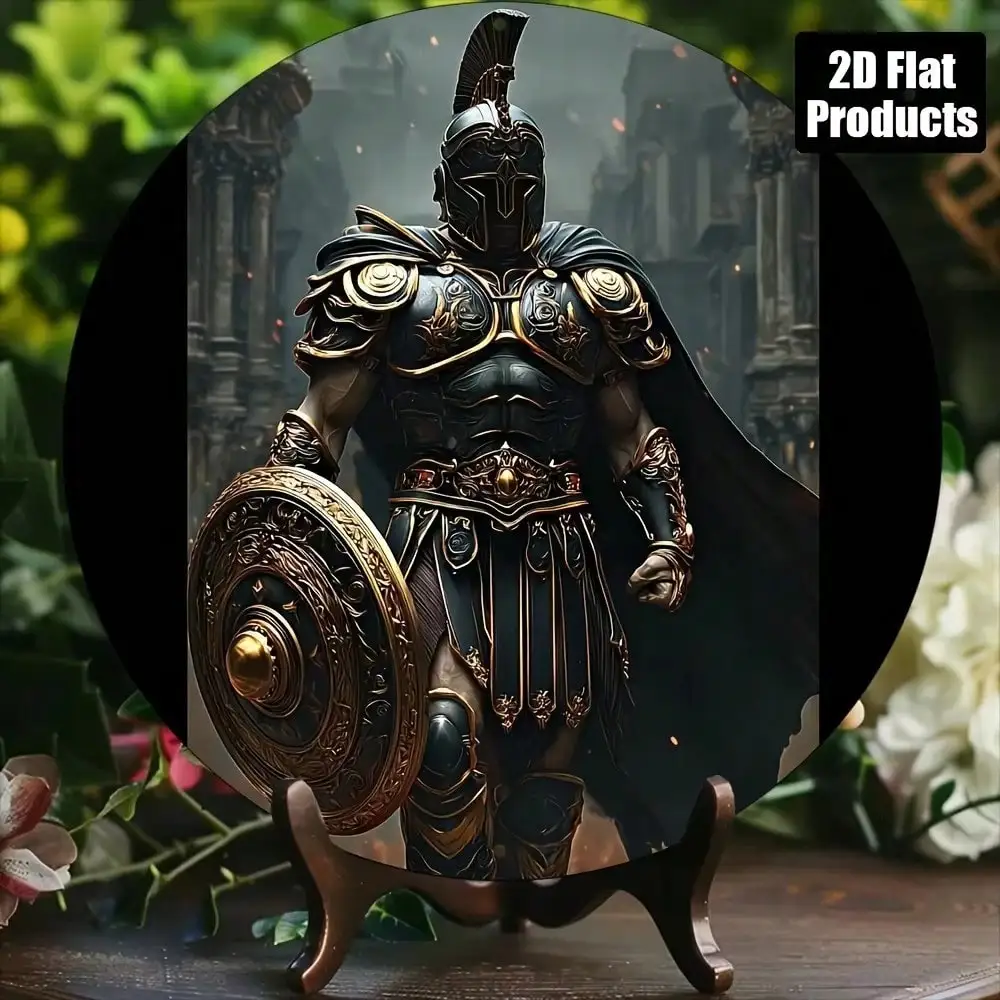 BrandName Iron Wall Art Roman Gladiator Metal Sculpture Durable Masculine Warrior Decor For Kitchen Living Room Office Black