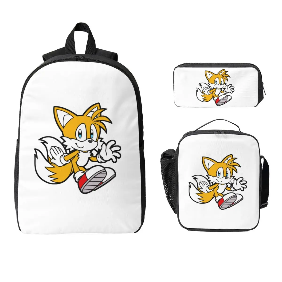 

Miles Tails Prower Backpack Student BookBag School Bag Computer Shoulder Bags 3ps Insulated Lunch Bag Pencil Case