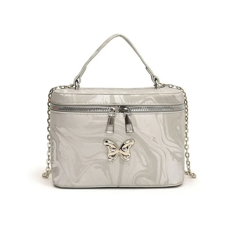 

New Women's Bag, Luxurious Round Bucket Crossbody Bag, Classic Women's Shoulder Bag with Metal Zipper Portable Makeup Bag