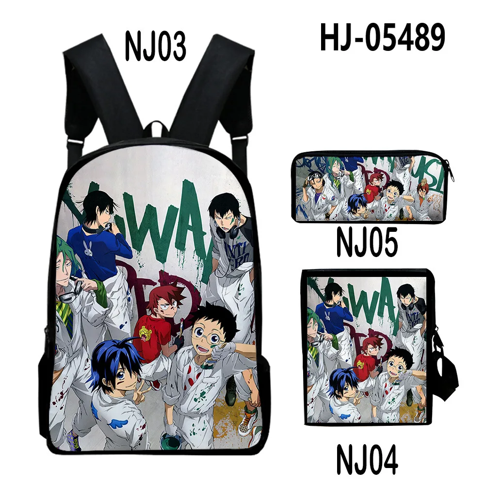 Cartoon Novelty Yowamushi Pedal 3D Print 3pcs/Set pupil School Bags Laptop Daypack Backpack Inclined shoulder bag Pencil Case