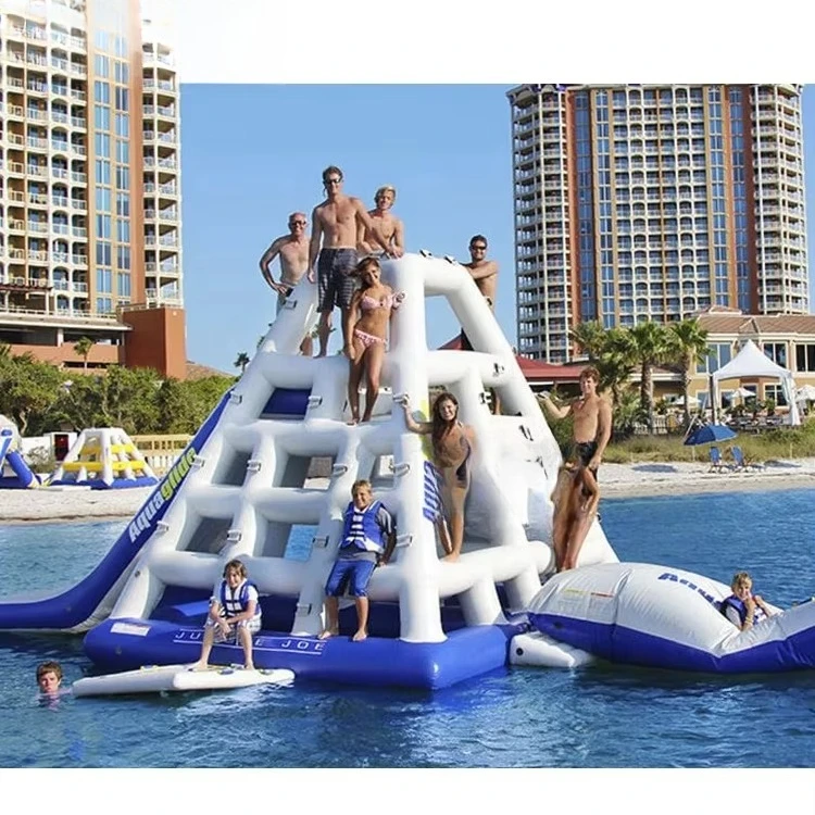 Inflatable Water Tower Climbing Slide Water Park Inflatable Floating Water Slide with Spots