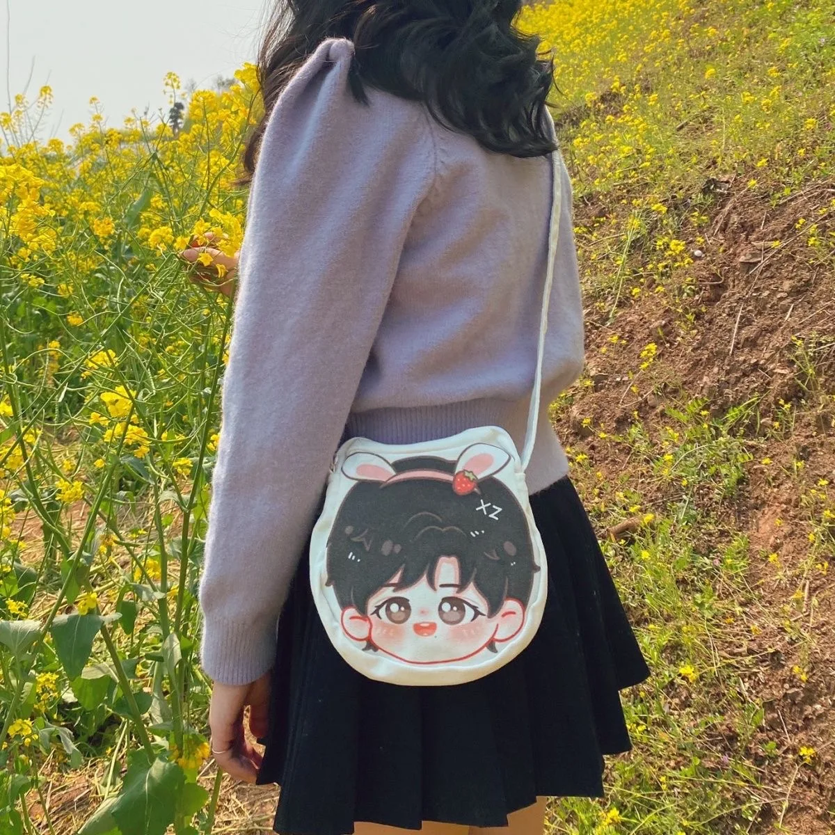 

Original Xiao Zhan peripheral rice making Q-version cosplay crossbody canvas bag 20cm in stock
