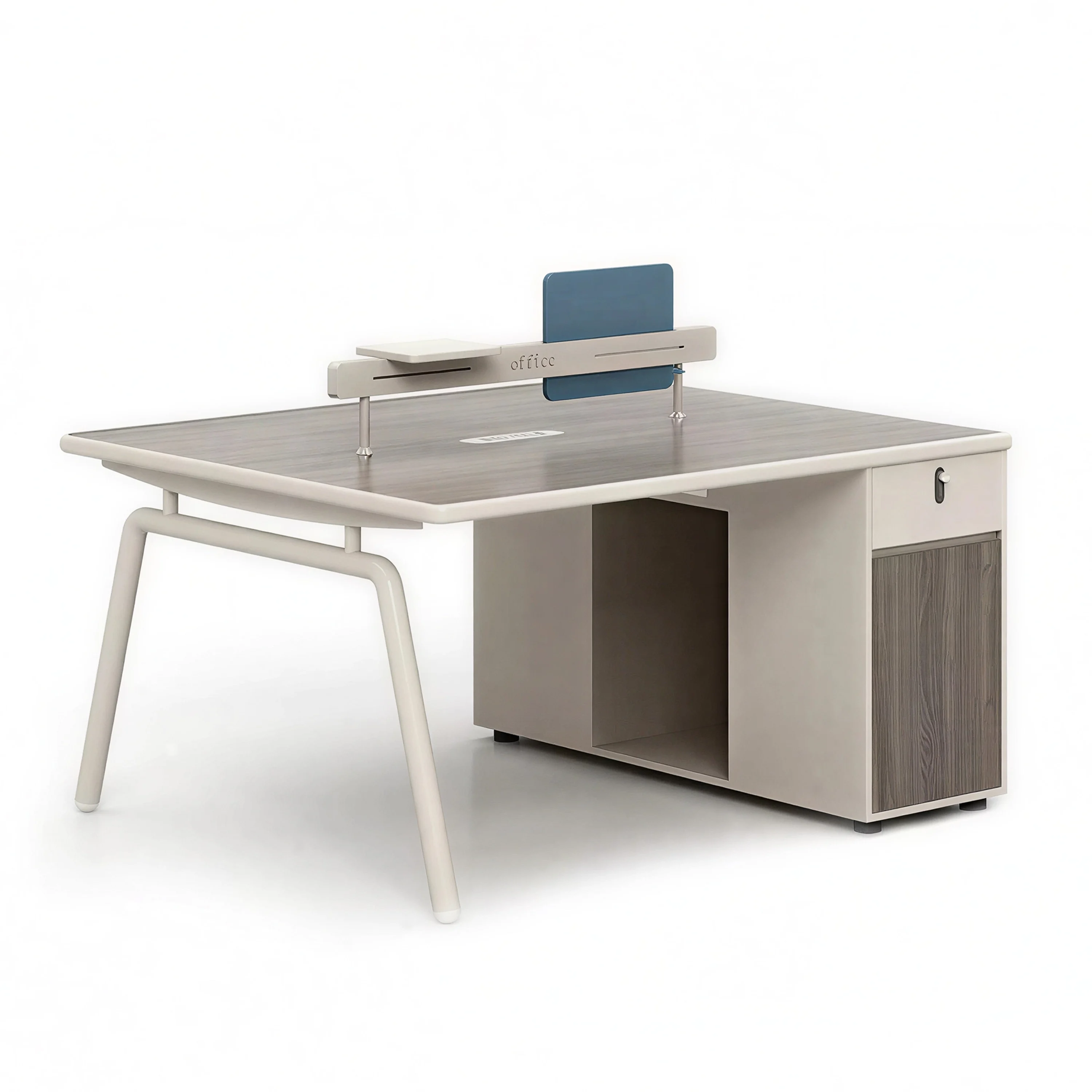 

@#Eavy-duty Accounting Desk with Large File Cabinet Smooth Drawer Slides Ergonomic Height Design for Department Office