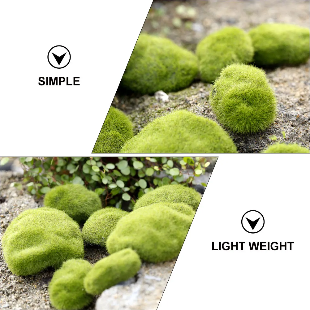 

6 Pcs Fake Stone Decoration Simulation Moss DIY Mini Landscape Adornment Artificial Chemical Fiber Material Lawn Flocking