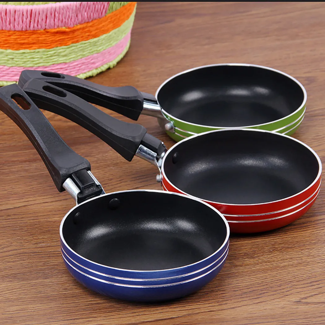 12cm/14cm/16cm Mini Frying Pan Non-Stick Steel Frypan Pot Saucepan Random Color For Kitchen Cookware Tools Mini