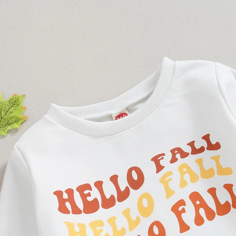 

Autumn Sweatshirts for Girls White Long Sleeve Letter Print Loose Fit Pullover Tops