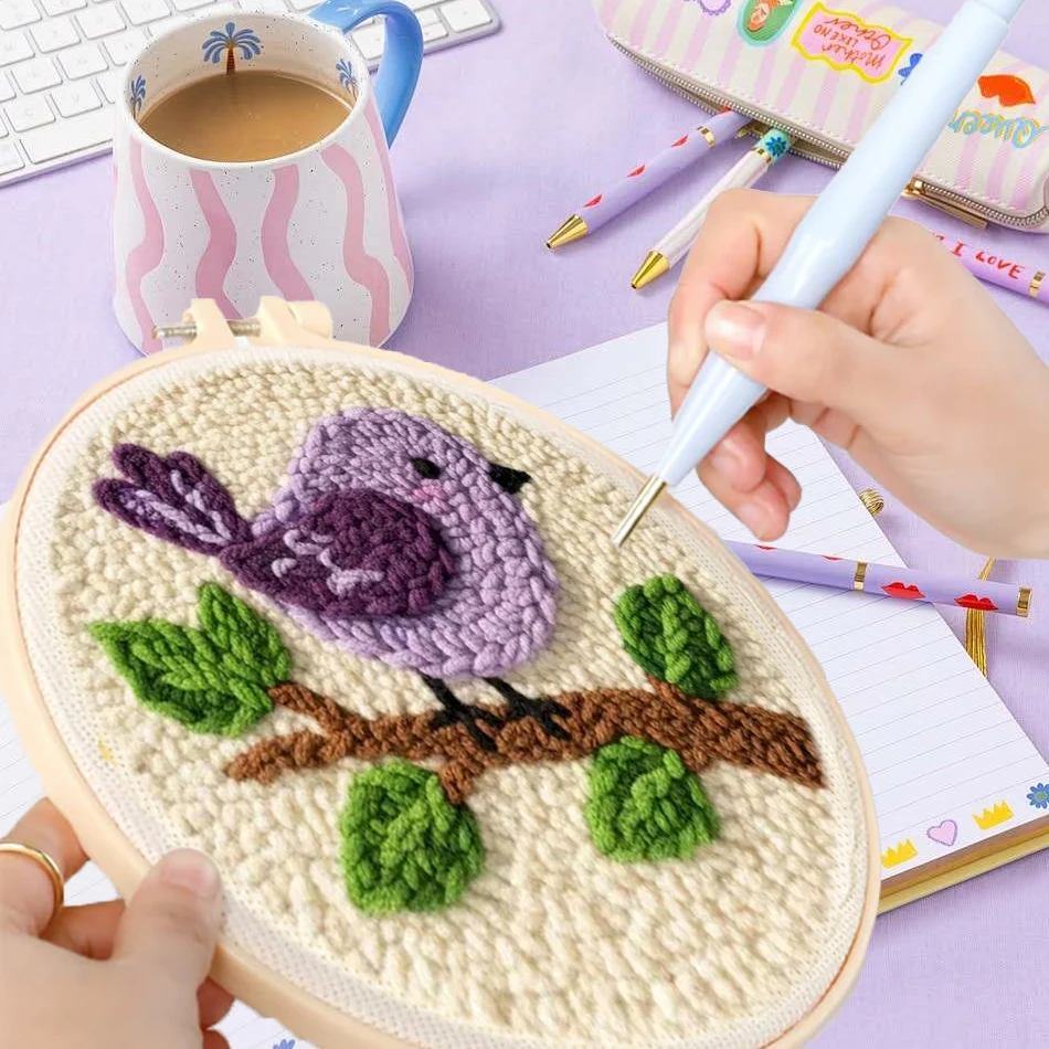 

GATYZTORY punch embroidery needle Yarn bird 20x20cm Embroidery frame Sewing accessories Hobby crafts supplies adults Home Decor