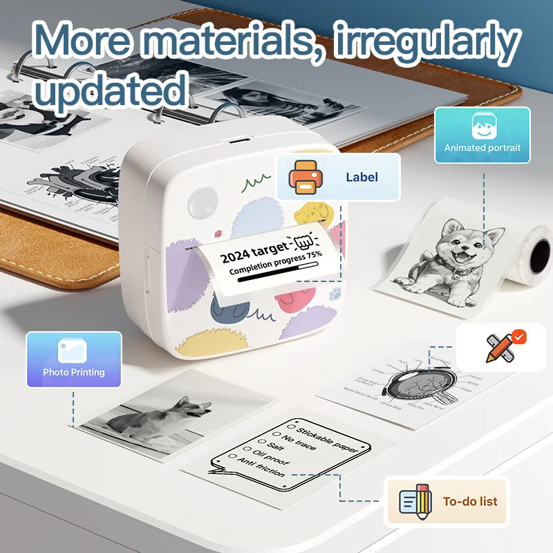 D2 Series Mini Printer Label Maker Printer Thermal Sticker Printing Machine Code Tag Memo Journal for Kids DIY Toys Gifts