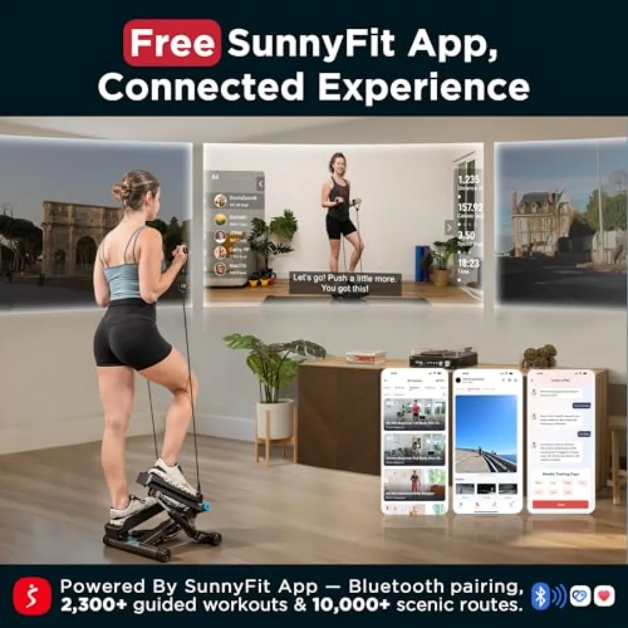 Home use golden mini stair stepper with dual hydraulic quiet resistance adjustable height Bluetooth connectivity space-saving p