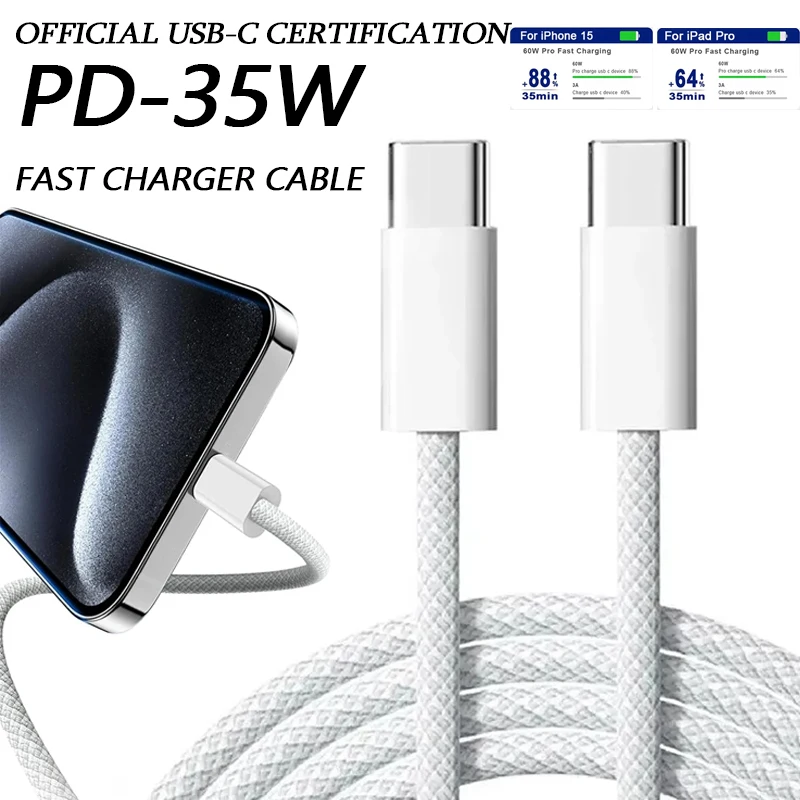 30W Original PD Fast Charger 6A USB C To Type C Cable for IPhone 15 Pro MAX Quick Charging for Huawei Samsung Xiaomi Cable