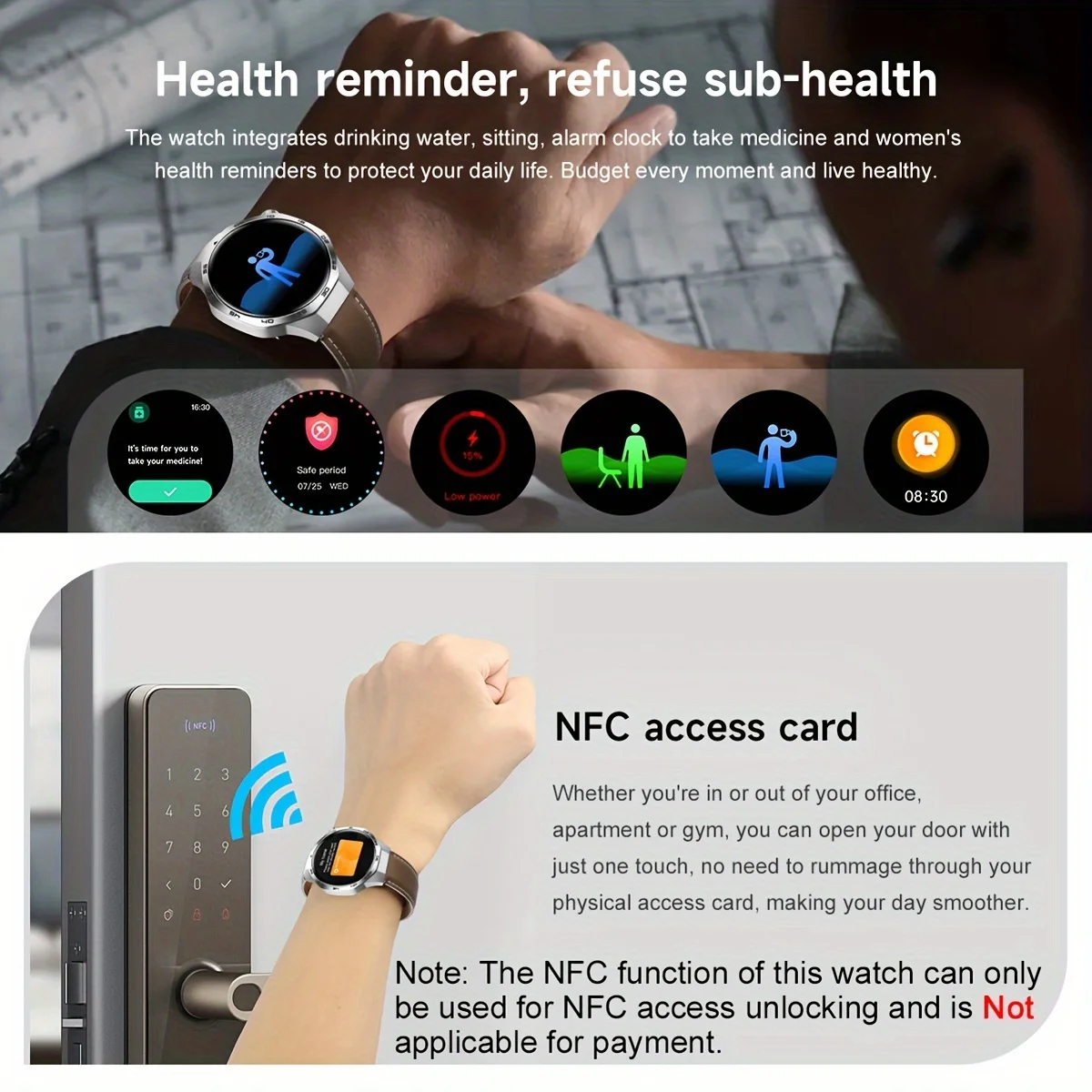 2025 ساعة جديدة 5 الراقية ساعة ذكية الرجال AMOLED HD شاشة NFC GPS الرياضة معدل ضربات القلب بلوتوث دعوة رجل Smartwatch لهواوي