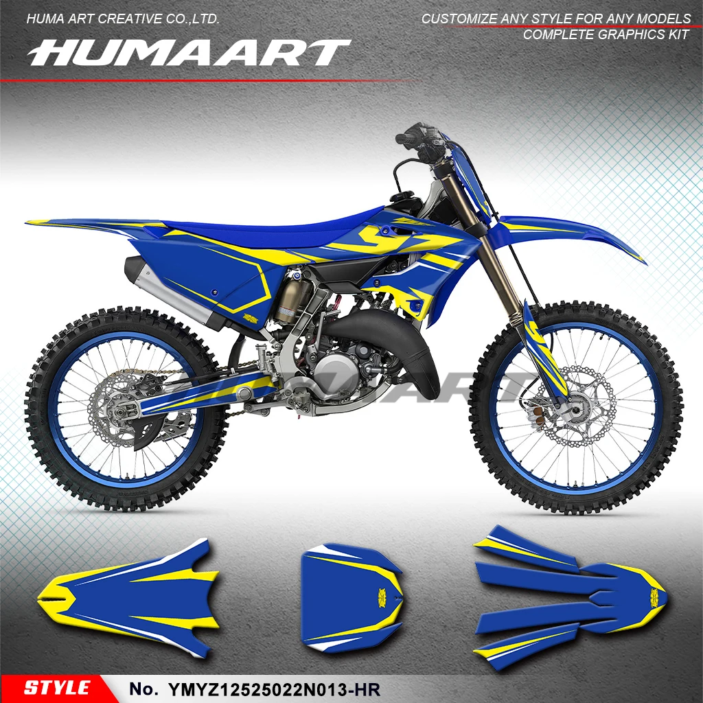 

HUMAART Graphics Sheet Stickers Complete for Yamaha YZ125 YZ250 YZ125X YZ250X 2022 2023 2024 2025 2026, YMYZ12525022N013-HR