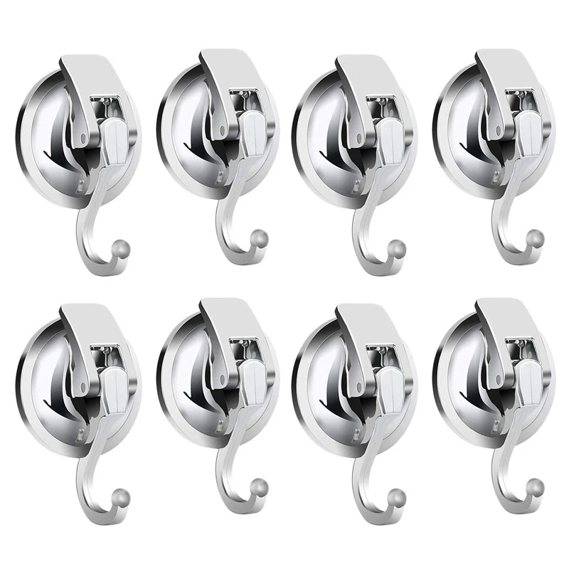 

Heavy Duty Vacuum Suction Cup Hooks (8 Pack) For Kitchen Bathroom Restroom Organization