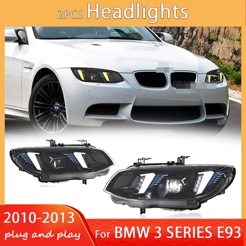 

1 пара для BMW 3 серии E92 E93 Фара 10-13 Светодиодные фары 320i 325i 318i DRL Указатель поворота Дальнего света Объектив проектора Angel Eye