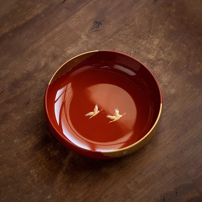 

Yamanaka lacquer feather crane paint plate light luxury high-end fruit plate handmade products