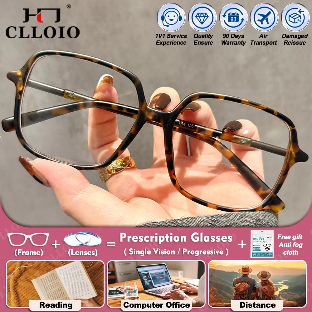 

CLLOIO модные повседневные мультифокальные очки по рецепту женские анти-синие лучи квадратная оправа близорукость дальнозоркость компьютерные очки