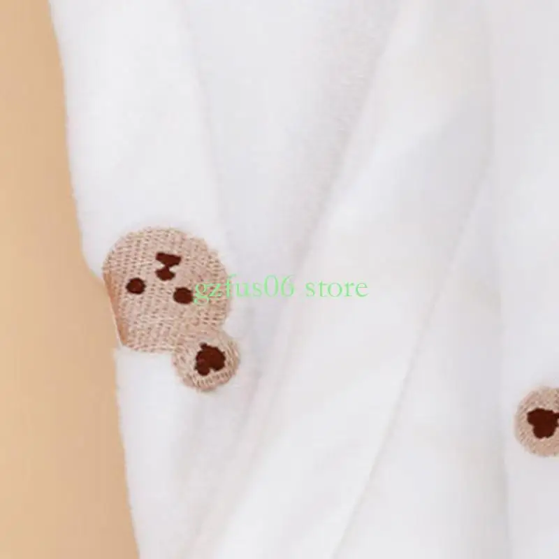 D5QF Flannel Blanket Bear Embroidery Blanket Large for Children Featuring