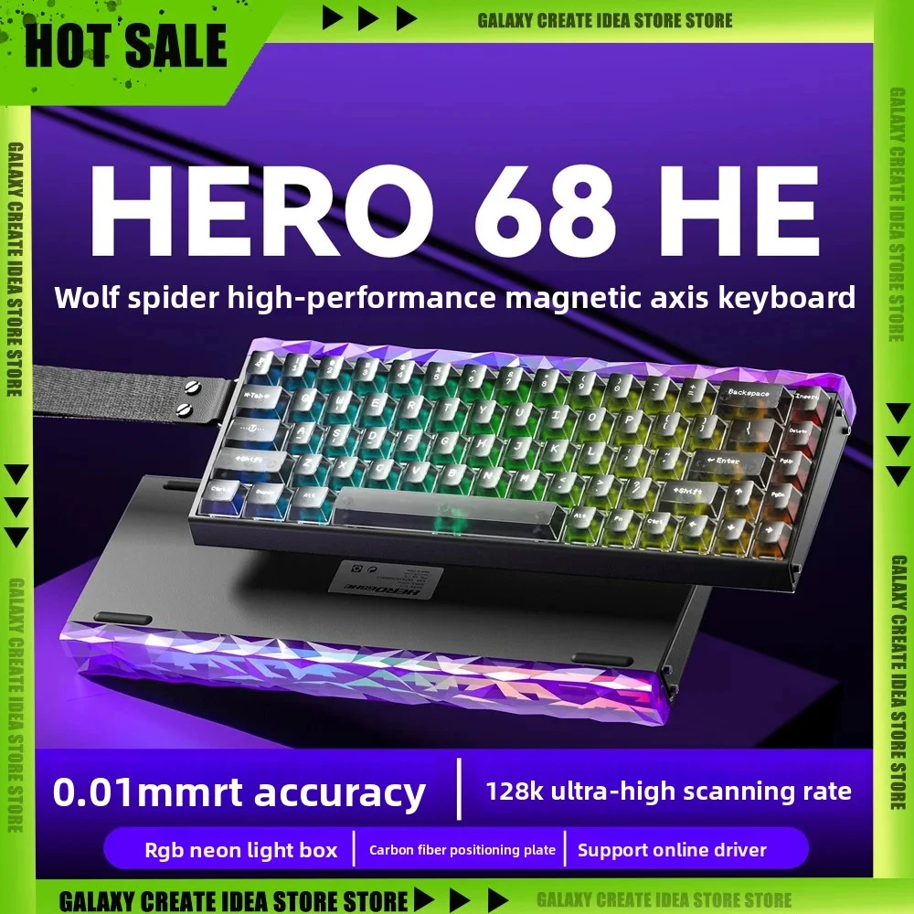 AULA HERO 68HE Magnetic Switch Mechanical Keyboard Wired RT0.01 E-sports RGB Gaming Keyboard Ergonomics Accessories PC Gamer