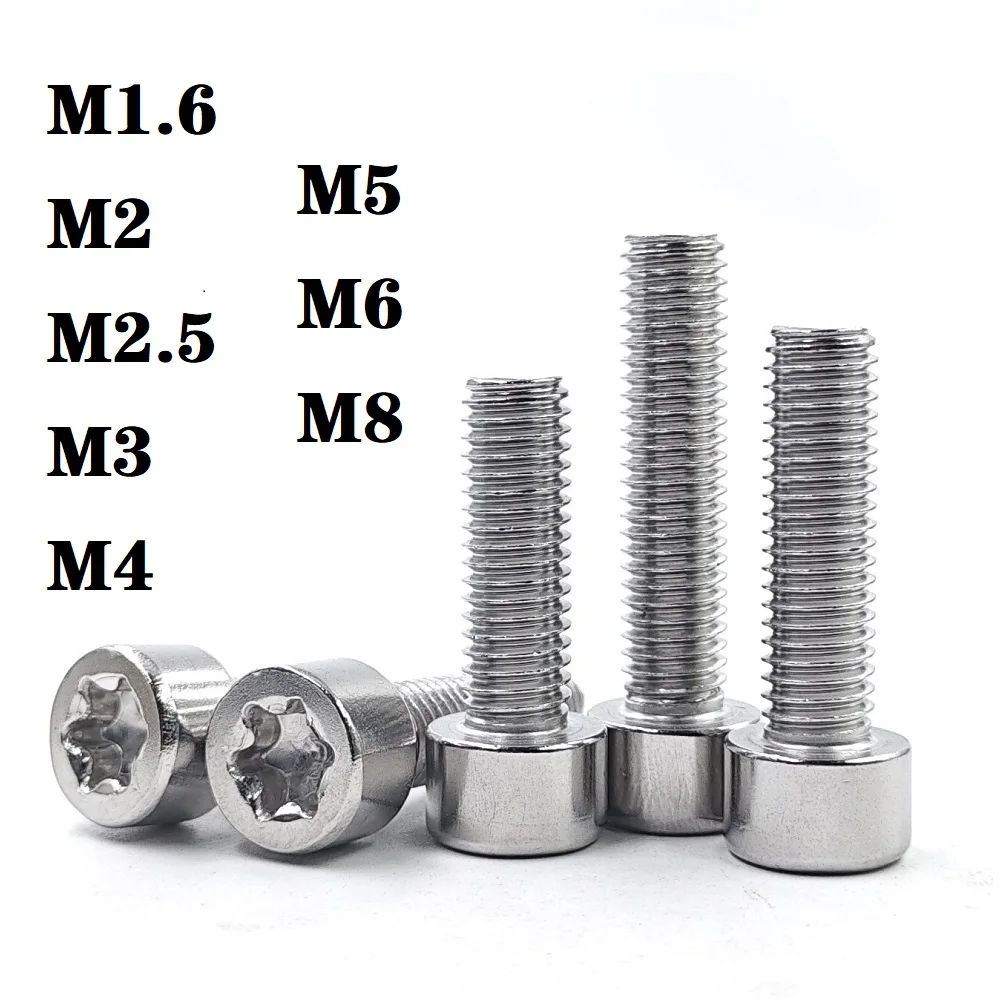 Image of 5/10/50 Stück Zylinderkopf-Torx-Schraube aus 304 Edelstahl M1.6 M2 M2.5 M3 M4 M5 M6 M8 Zylinderkopf-Torx-Schraube