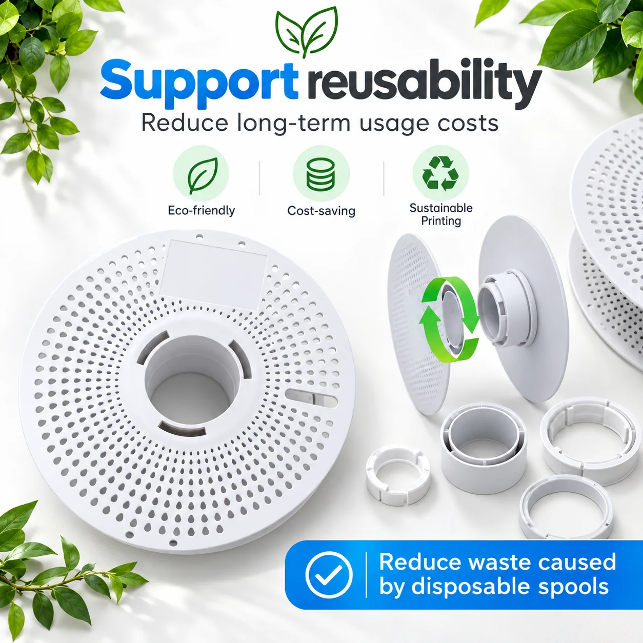 LANDU Reusable Spool Easy to Use for Bambu Lab 3D Printer Filament Refill Quick Swap Spool Holder Eco-Friendly Save Resources